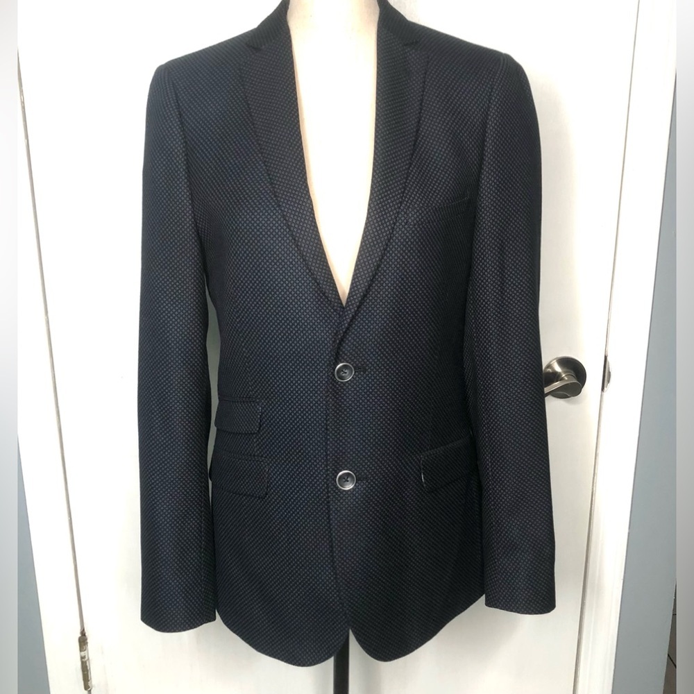 Men’s Paisley & Grey blazer Two Button Front Slim- fit Sz 36R Black